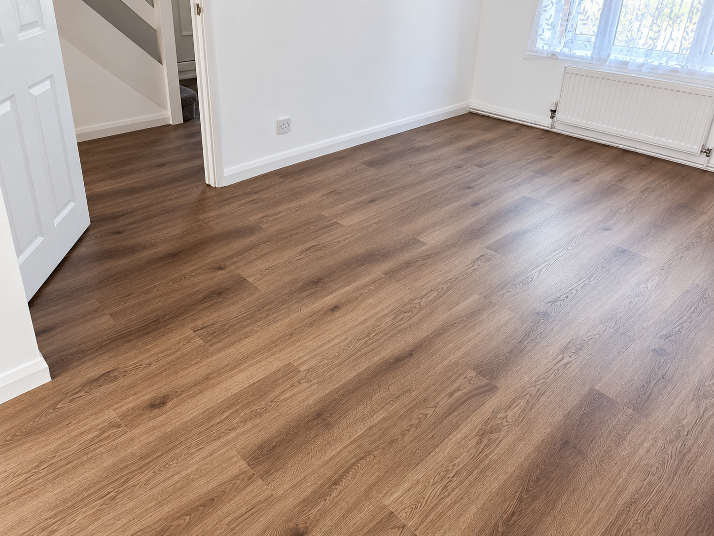 Patterned flooring in a light filled living room