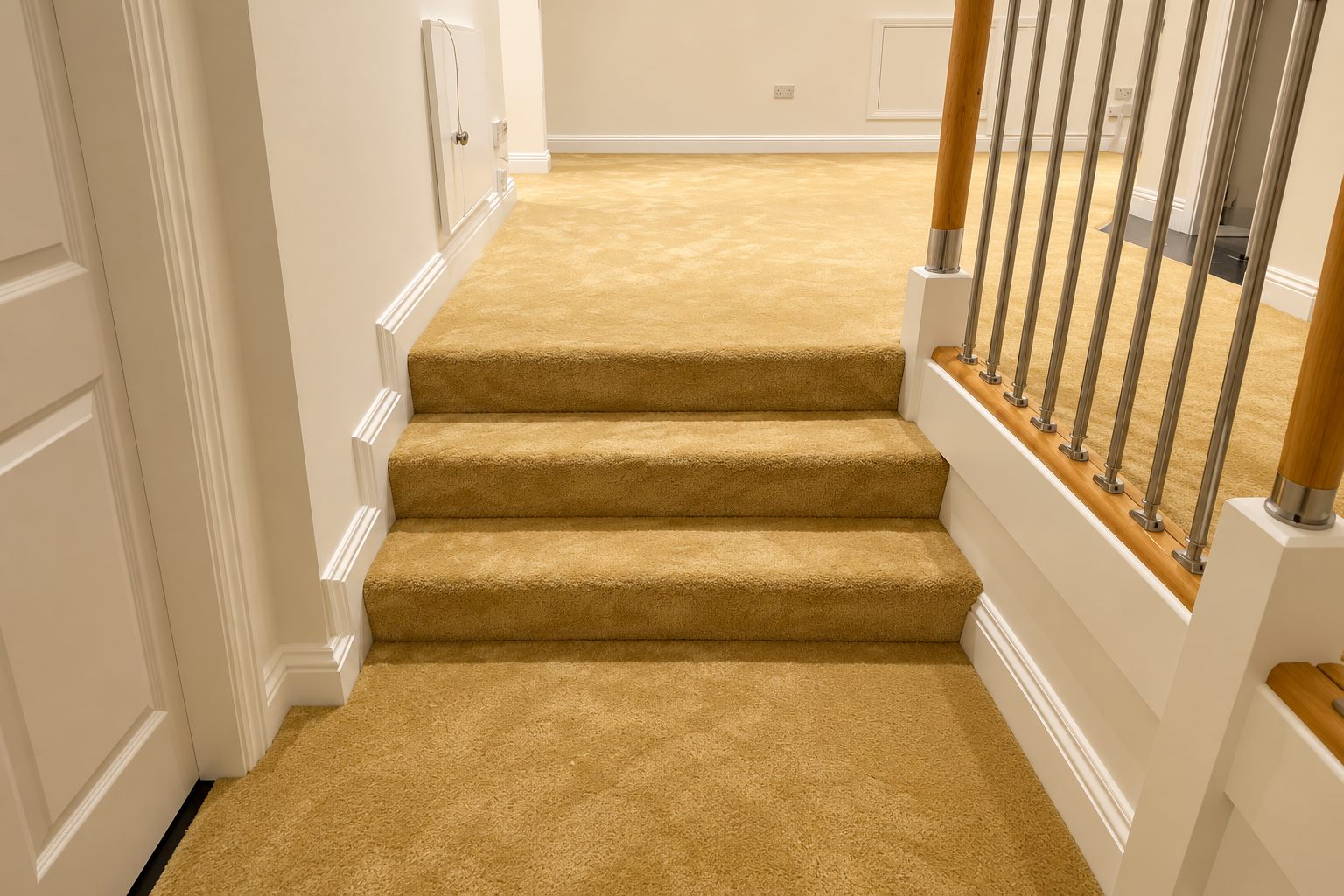 Elegant hallway with patterned flooring